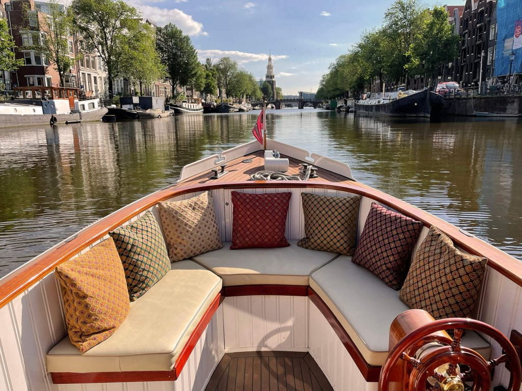 Tzar boat outdoor seating-best place to go Amsterdam