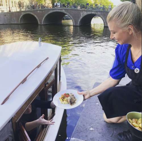 A dinner cruise and a canalside restaurant.