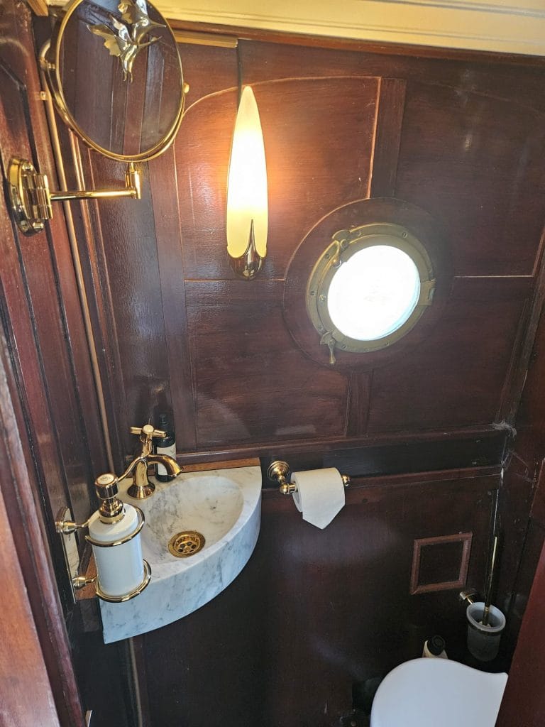 Ritz private open boat Amsterdam restroom