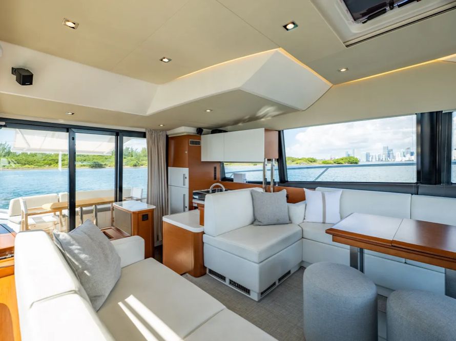prestige 50 private yacht living room