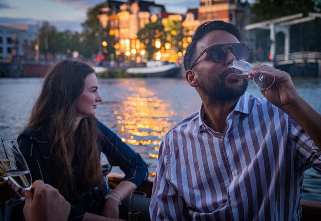Onboard minibar, private canal cruise Amsterdam with drinks