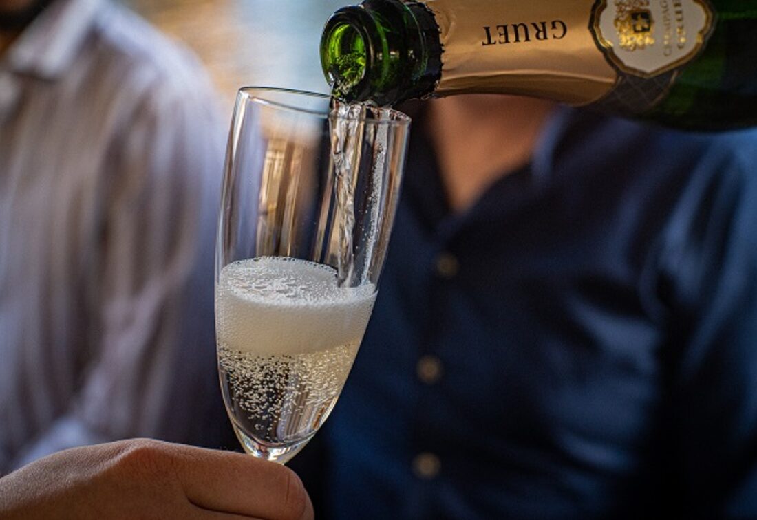 Champagne on a private canal cruise Amsterdam, luxury celebration on the water