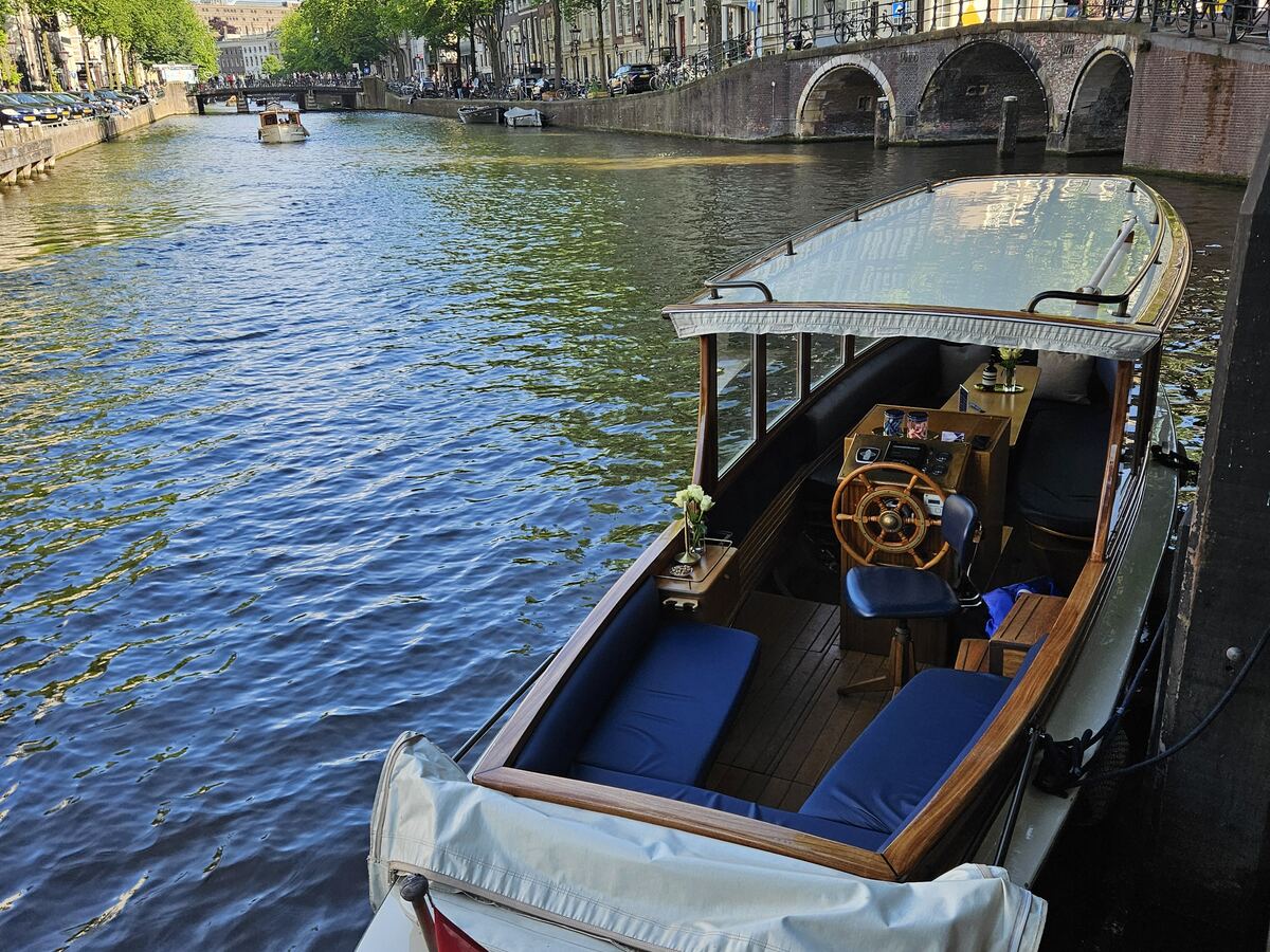 Undine saloon boat sundeck on a private canal cruise in Amsterdam