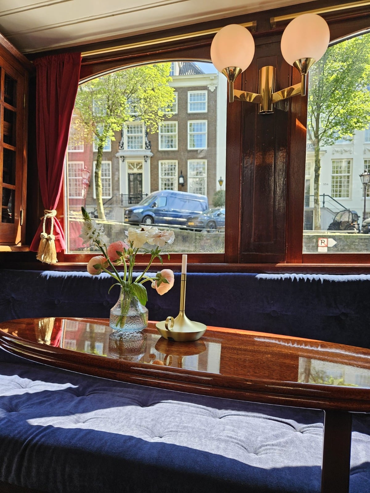 Rear view of the Ritz saloon boat with the stern opened up